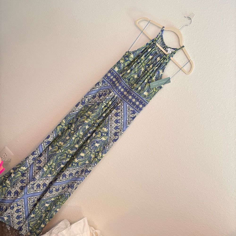 NWT London Times style women’s maxi dress, navy/green new with tags